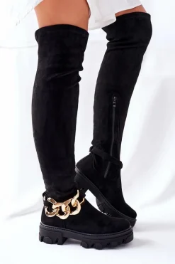 Zamszowe Kozaki Za Kolano Czarne Auckland