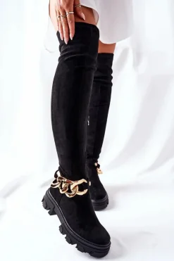 Zamszowe Kozaki Za Kolano Czarne Auckland