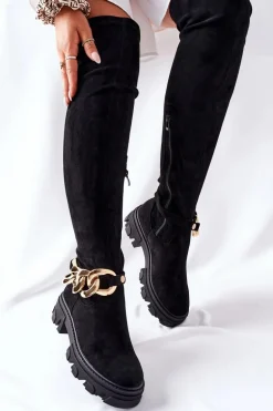 Zamszowe Kozaki Za Kolano Czarne Auckland