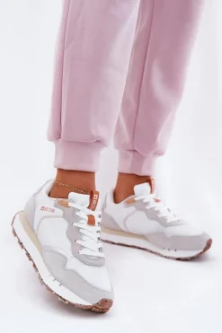 Zamszowe Lekkie Buty Sportowe Damskie Big Star RR274235 HI-POLY SYSTEM Beżowe