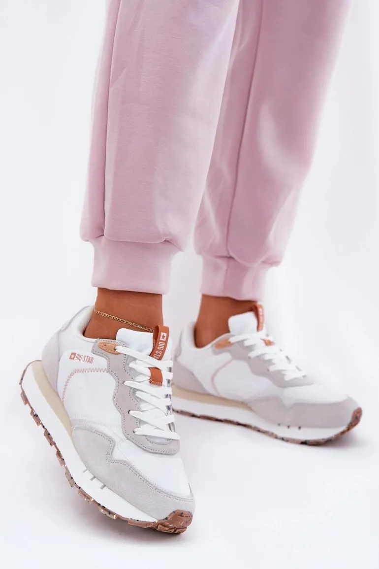 Zamszowe Lekkie Buty Sportowe Damskie Big Star RR274235 HI-POLY SYSTEM Beżowe
