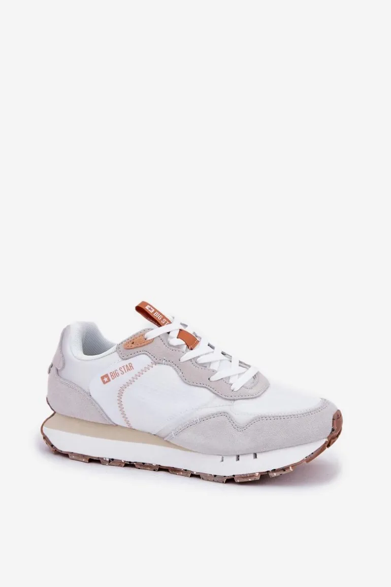 Zamszowe Lekkie Buty Sportowe Damskie Big Star RR274235 HI-POLY SYSTEM Beżowe