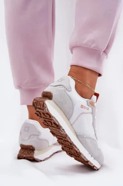 Zamszowe Lekkie Buty Sportowe Damskie Big Star RR274235 HI-POLY SYSTEM Beżowe