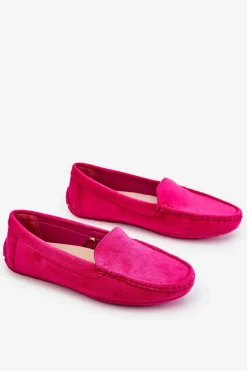 Zamszowe Mokasyny Damskie Fuksja Morreno