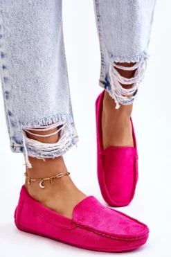 Zamszowe Mokasyny Damskie Fuksja Morreno