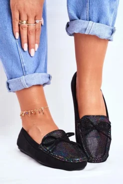 Zamszowe Mokasyny Damskie S.Barski A199 Czarne