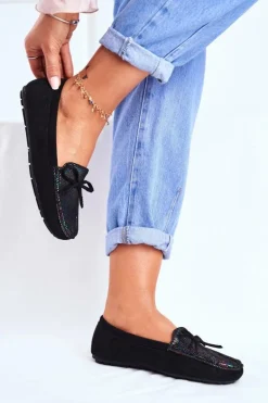 Zamszowe Mokasyny Damskie S.Barski A199 Czarne