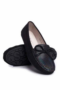 Zamszowe Mokasyny Damskie S.Barski A199 Czarne