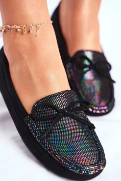 Zamszowe Mokasyny Damskie S.Barski A199 Czarne