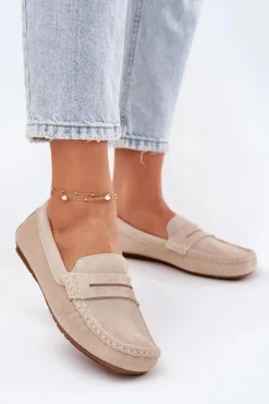 Zamszowe Mokasyny Damskie Big Star RR274947 Beżowe