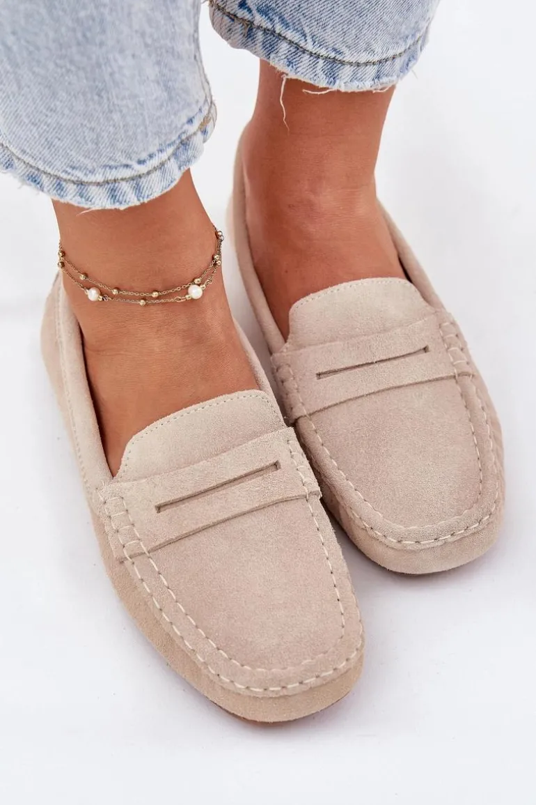 Zamszowe Mokasyny Damskie Big Star RR274947 Beżowe