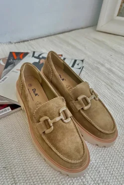 Zamszowe Mokasyny Damskie Z Ozdobą D&A TW117 Brązowe