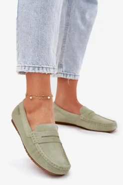 Zamszowe Mokasyny Damskie Big Star RR274945 Zielone