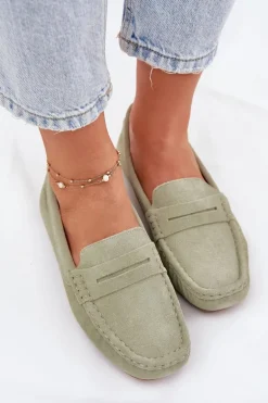 Zamszowe Mokasyny Damskie Big Star RR274945 Zielone