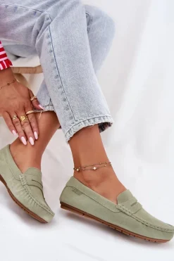 Zamszowe Mokasyny Damskie Big Star RR274945 Zielone