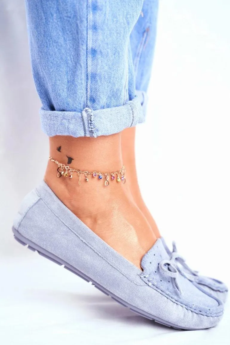 Zamszowe Mokasyny Damskie S.Barski A199 Niebieskie