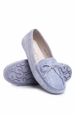 Zamszowe Mokasyny Damskie S.Barski A199 Niebieskie