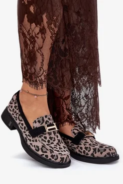 Zamszowe Mokasyny Damskie Panterka Vinceza 66792 Szare