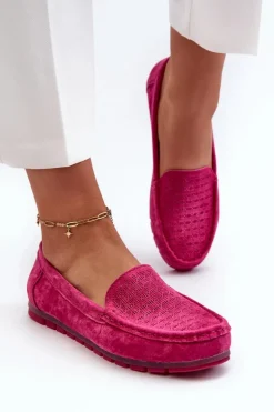 Zamszowe Mokasyny Damskie Fuksja S.Barski LR755