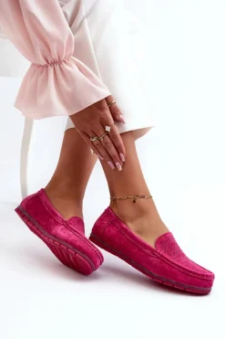 Zamszowe Mokasyny Damskie Fuksja S.Barski LR755