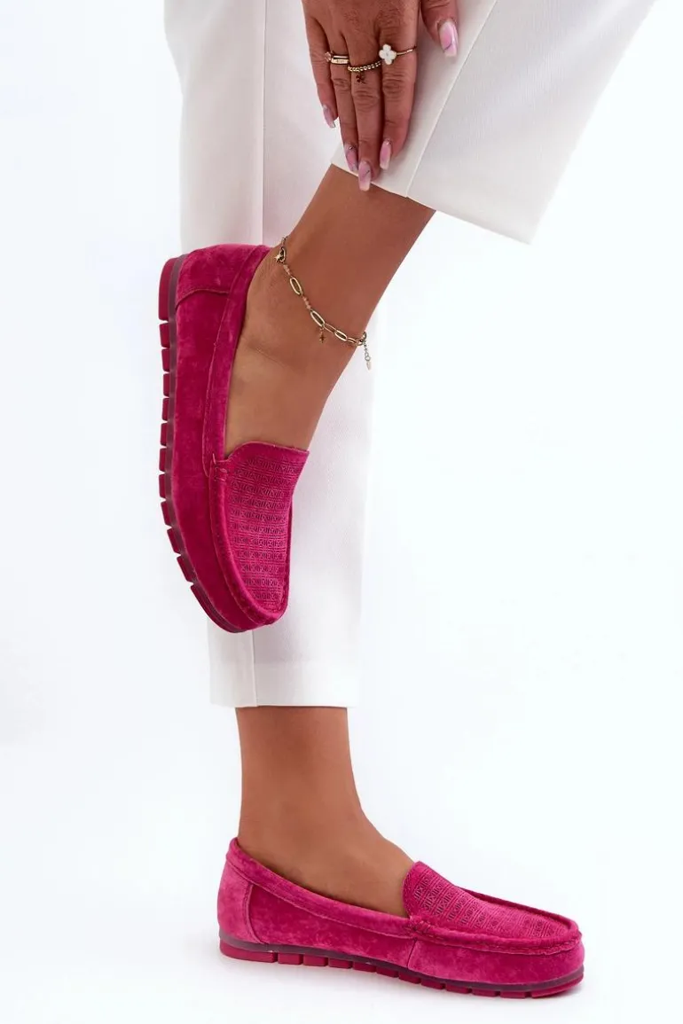 Zamszowe Mokasyny Damskie Fuksja S.Barski LR755
