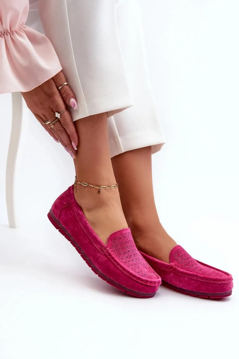 Zamszowe Mokasyny Damskie Fuksja S.Barski LR755