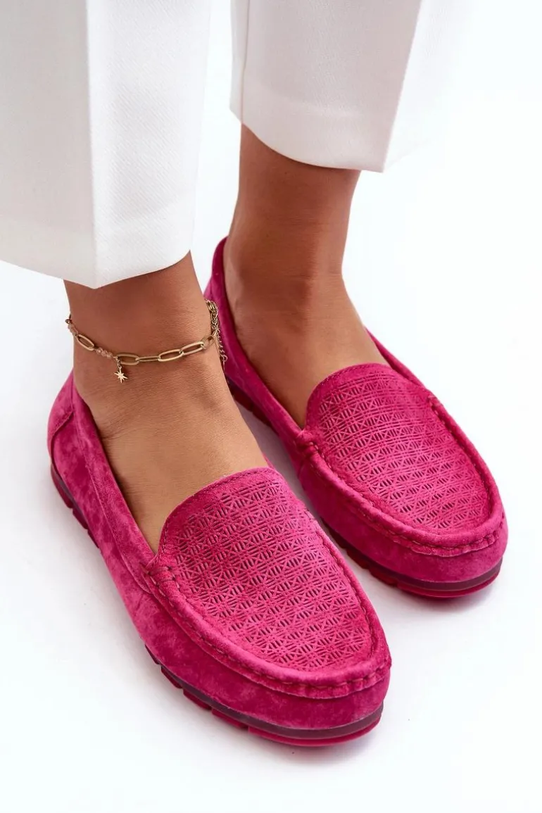 Zamszowe Mokasyny Damskie Fuksja S.Barski LR755