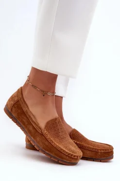 Zamszowe Mokasyny Damskie Camel S.Barski LR755