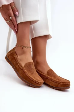 Zamszowe Mokasyny Damskie Camel S.Barski LR755