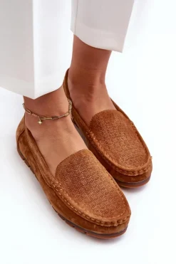 Zamszowe Mokasyny Damskie Camel S.Barski LR755