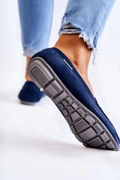 Zamszowe Mokasyny Damskie Granatowe Millare