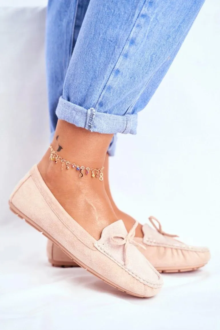 Zamszowe Mokasyny Damskie S.Barski A199 Beżowe