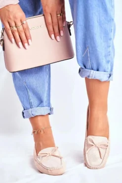 Zamszowe Mokasyny Damskie S.Barski A199 Beżowe