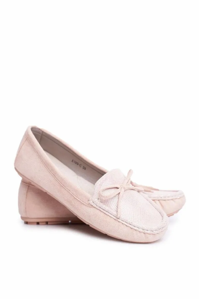 Zamszowe Mokasyny Damskie S.Barski A199 Beżowe