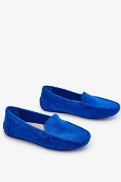Zamszowe Mokasyny Damskie Niebieskie Morreno