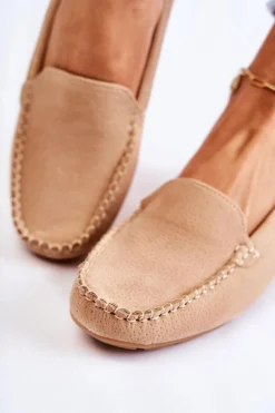 Zamszowe Mokasyny Damskie Beżowe Millare