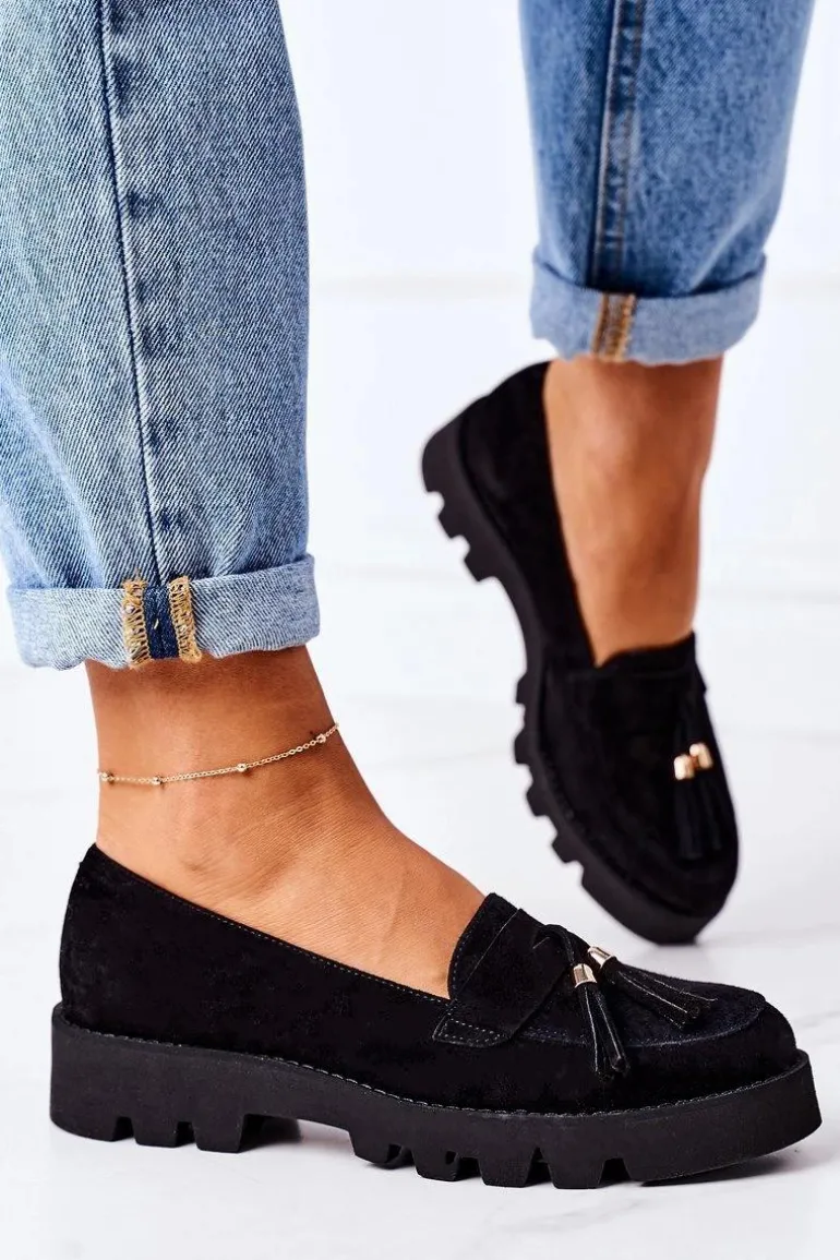 Zamszowe Mokasyny Lewski Shoes 3053 Czarne