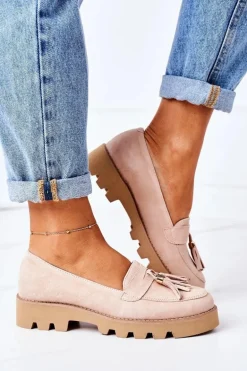 Zamszowe Mokasyny Lewski Shoes 3053 Cappuccino