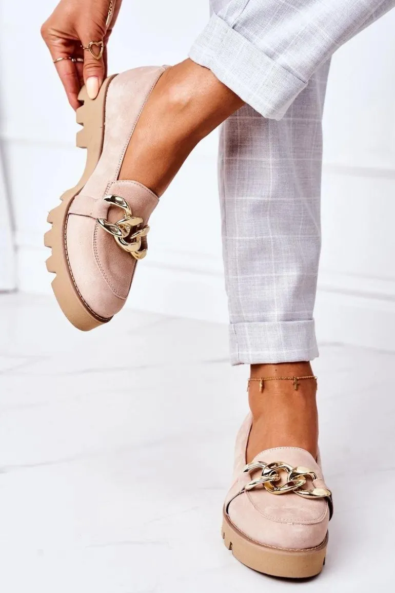 Zamszowe Mokasyny Lewski Shoes 3040 Cappuccino