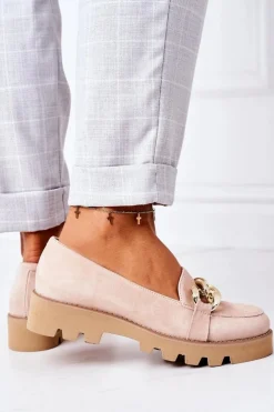 Zamszowe Mokasyny Lewski Shoes 3040 Cappuccino