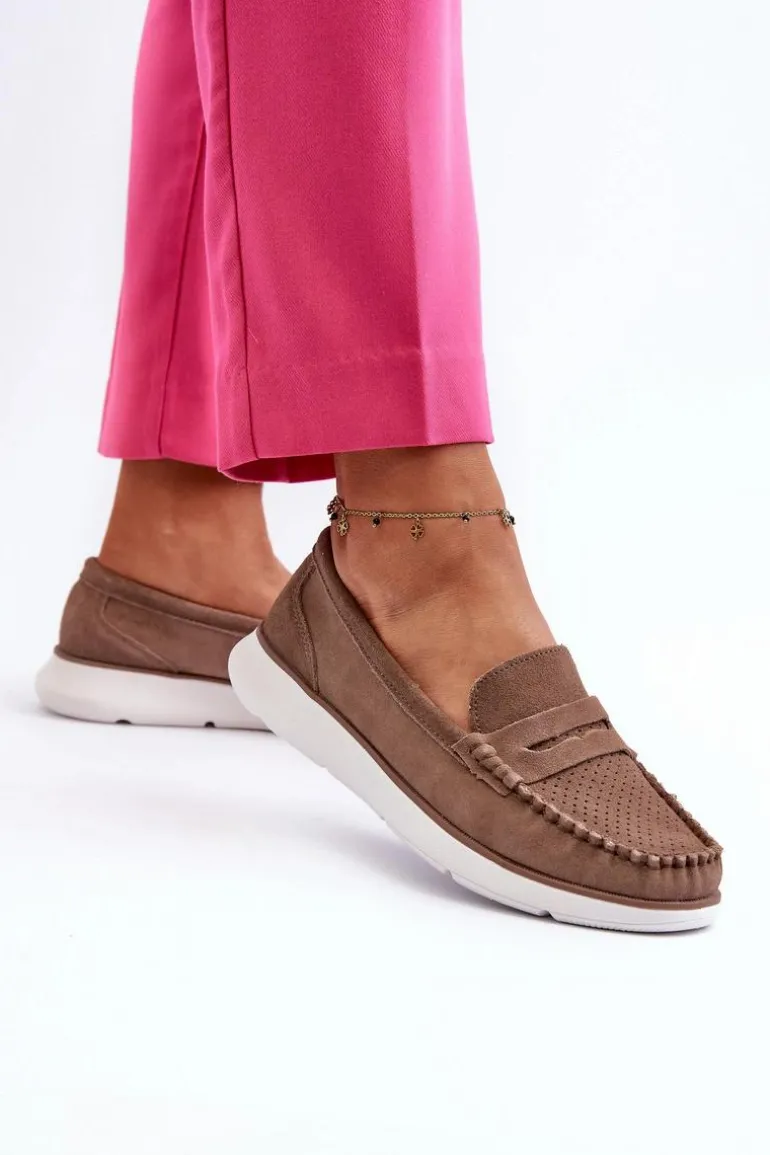 Zamszowe Mokasyny Na Platformie Sergio Leone SP012 Brązowe