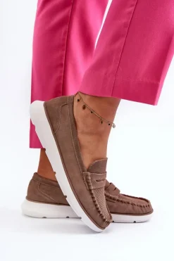 Zamszowe Mokasyny Na Platformie Sergio Leone SP012 Brązowe