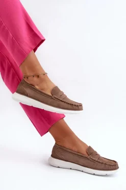 Zamszowe Mokasyny Na Platformie Sergio Leone SP012 Brązowe