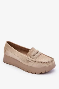 Zamszowe Mokasyny Na Platformie Jasnobeżowe Lemar Milana