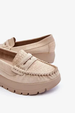 Zamszowe Mokasyny Na Platformie Jasnobeżowe Lemar Milana