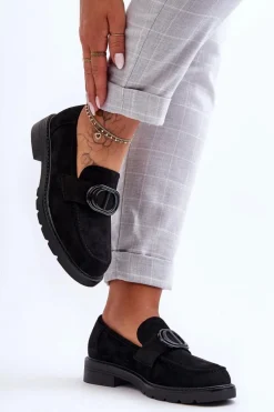 Zamszowe Mokasyny Na Platformie Czarne Jarren