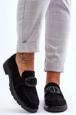 Zamszowe Mokasyny Na Platformie Czarne Jarren