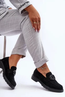 Zamszowe Mokasyny Na Platformie Czarne Jarren