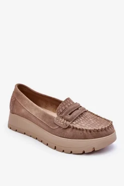 Zamszowe Mokasyny Na Platformie Ciemnobeżowe Lemar Milana