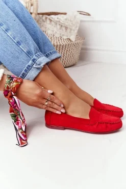 Zamszowe Mokasyny Sergio Leone MK722 Czerwone